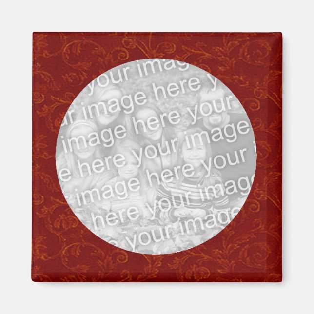 Red Swirl Photo Magnet Template (Front)