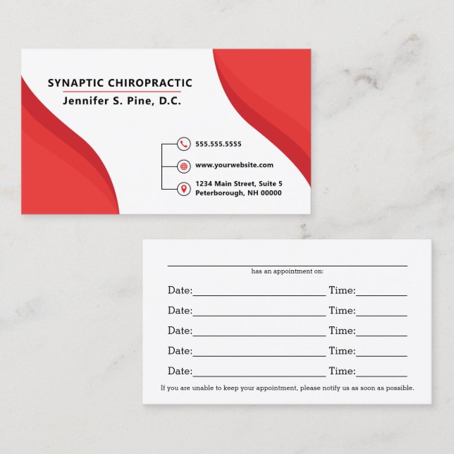 Red Swirl Professional Multiple Appointment Cards (Front/Back)