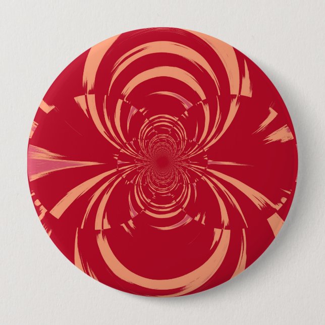 Red Swirl Retro Art Deco Button (Front)