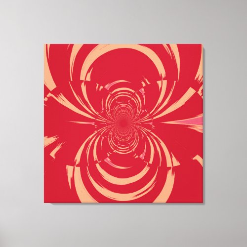 Red Swirl Retro Art Deco Canvas Print