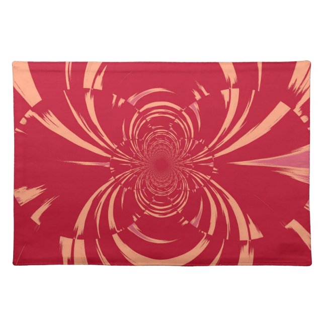 Red Swirl Retro Art Deco Cloth Placemat (Front)
