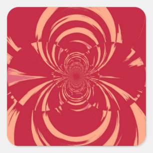 RED SWIRL RETRO ART DECO SQUARE STICKER