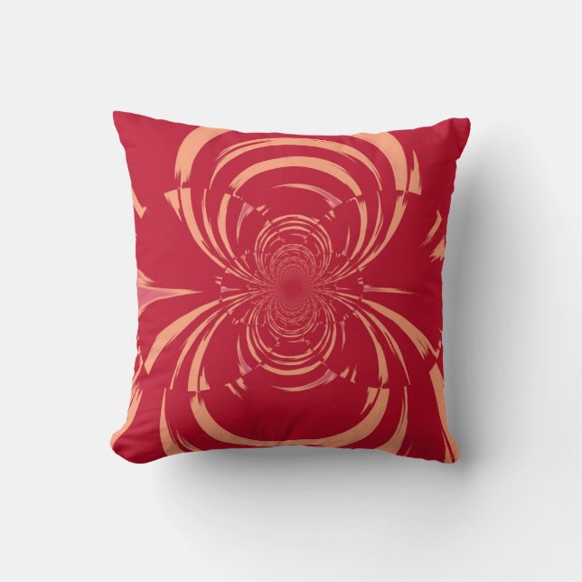 Red Swirl Retro Art Deco Throw Pillow (Front)