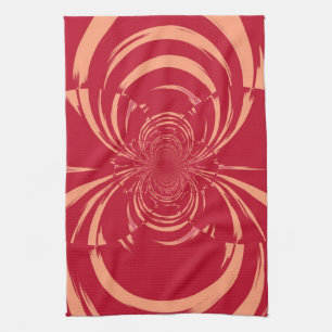 Red Swirl Retro Art Deco Towel