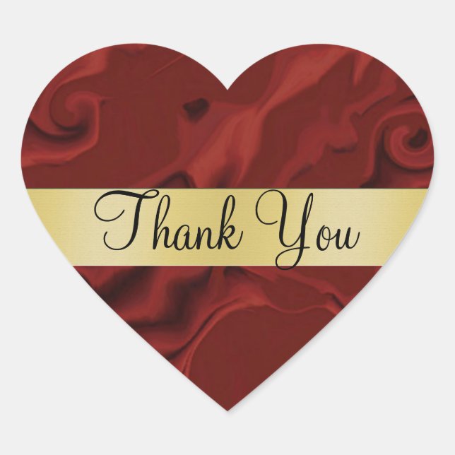 Red Swirl Thank You Heart Sticker (Front)