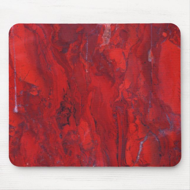 Red swirled marble slab mouse pad (Front)