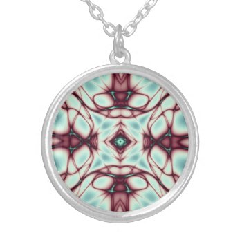 Red Swirls Abstract Art Silver Plated Necklace by StellarEmporium at Zazzle