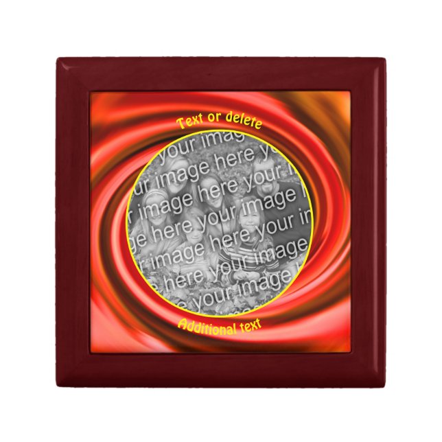 Red Swirls Frame Create Your Own Photo Gift Box (Front)