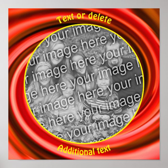 Red Swirls Frame Create Your Own Photo Poster (Front)