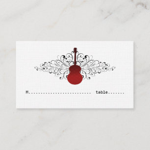 Red Swirls Guitar Place Card