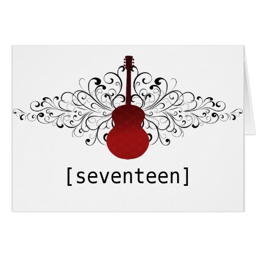 Red Swirls Guitar Table Number Card