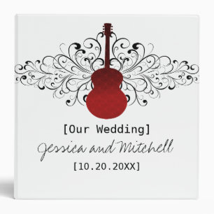 Red Swirls Guitar Wedding Binder