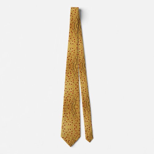 Red Swirls on Gold Neck Tie