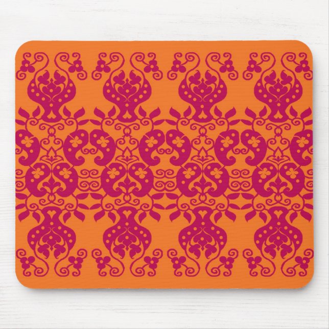 Red Swirls&Paisley Decorative Pattern mousepad (Front)