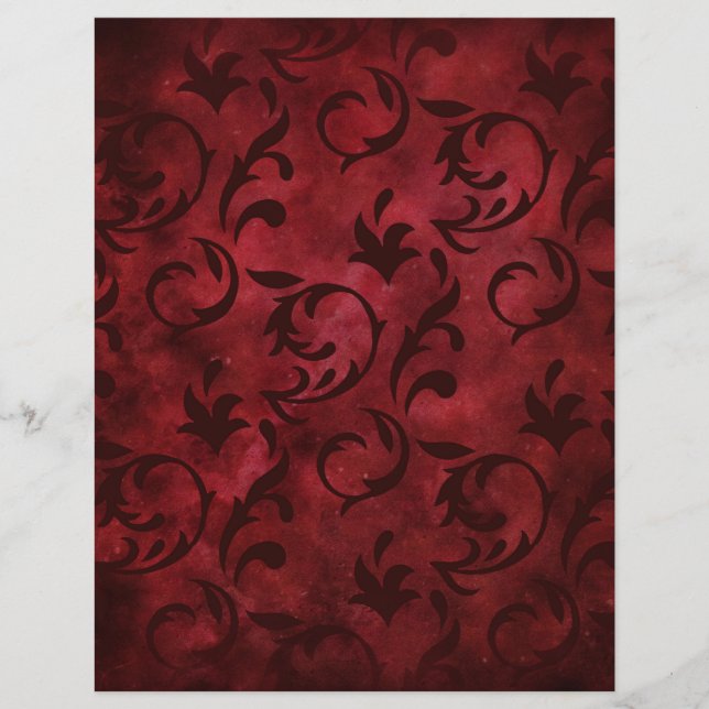 Red Swirls Patterned Scrapbook Paper (Front)