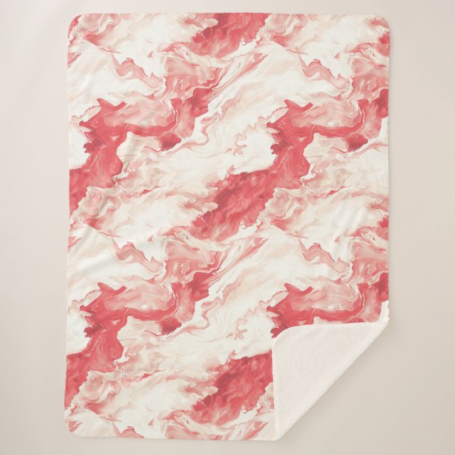 Red Swirls Peppermint   Sherpa Blanket (Front)
