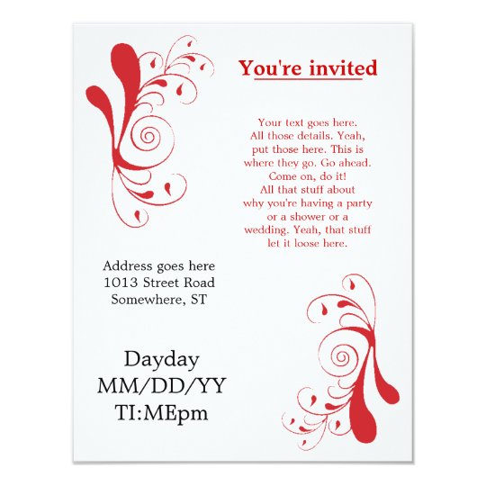red swirly generic invitations for any occasion zazzle com