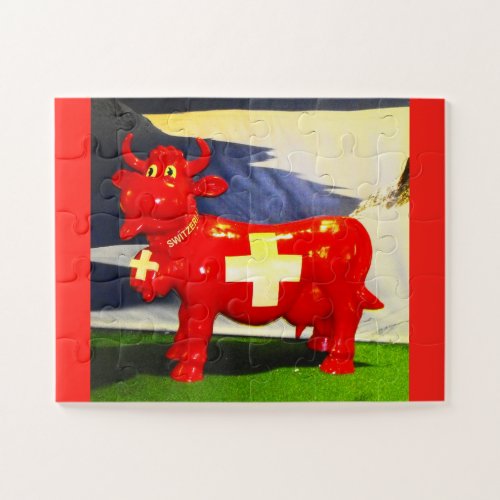 Red Swiss cow fun Jigsaw Puzzle