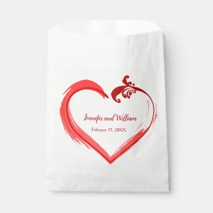 Red Swoosh Heart Wedding Favor Bags Valentine's