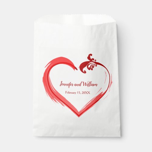 Red Swoosh Heart Wedding Favor Bags Valentines