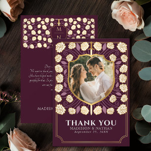 Red Sword & Shield Medieval Fantasy Wedding Thank You Card