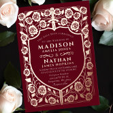 Royal Red Gold Rose Flowers The Wedding of Foil Invitation