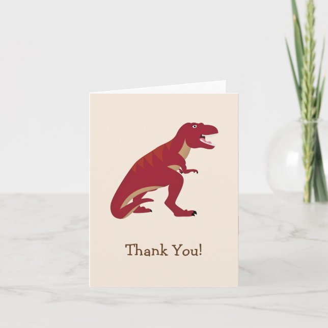 Red T-Rex, Dinosaur Kid's Thank You (Front)