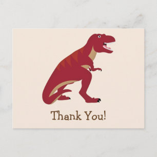 Red T-Rex, Dinosaur Kid's Thank You Postcard