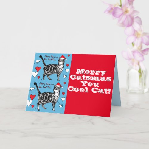 Red Tabby Cat Merry Christmas Cool Cats Card