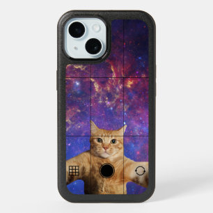 Red Tabby Cat Taking a Selfie in Space iPhone 15 Case