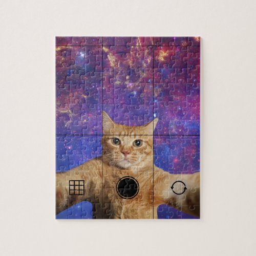 Red Tabby Cat Taking a Selfie in Space Jigsaw Puzzle