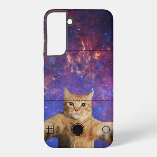 Red Tabby Cat Taking a Selfie in Space Samsung Galaxy S22+ Case