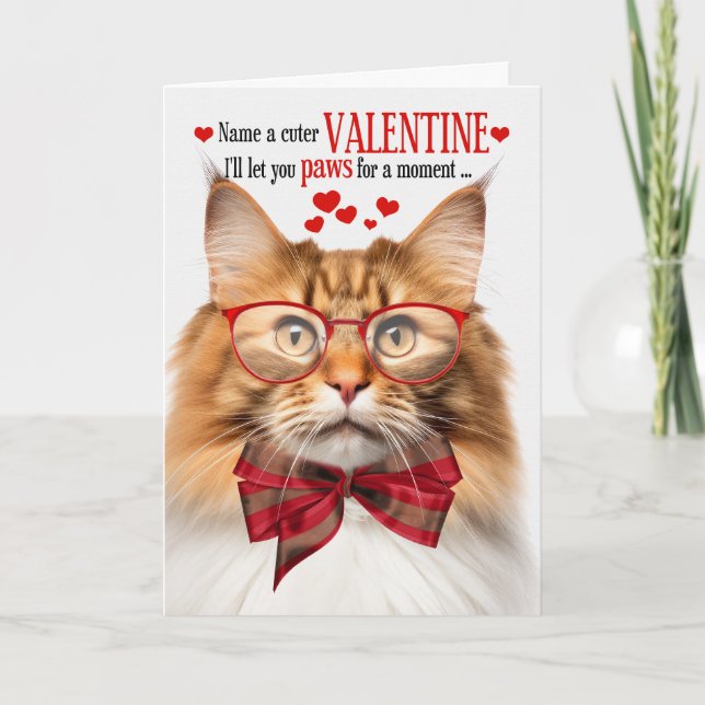 Red Tabby Wegie Cat Humor Valentine's Day Holiday Card (Front)