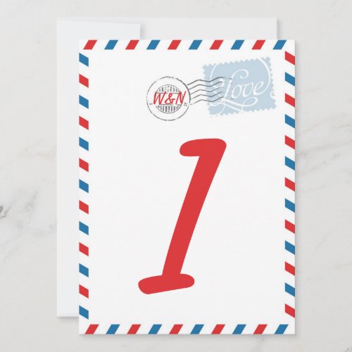 Red Table Number Card Postal Service Collection
