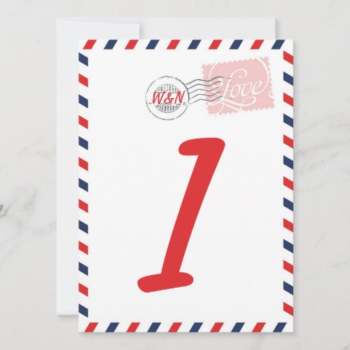 Red Table Number Card Postal Service Collection