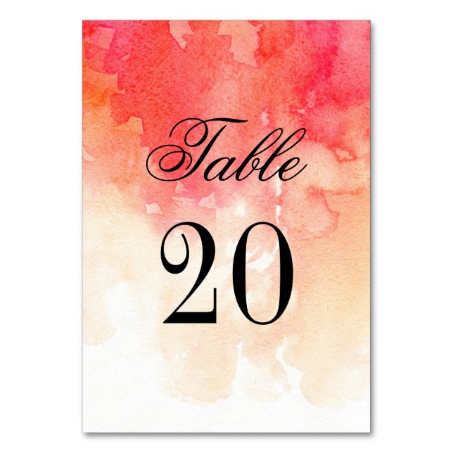 Red table number. Fall wedding. Coral autumn table Table Number (Front)
