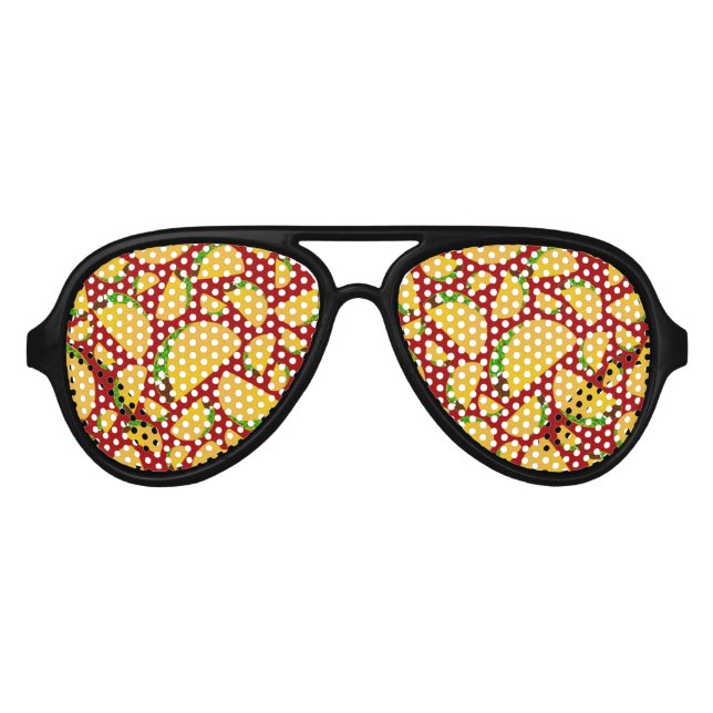 Red taco pattern aviator sunglasses (Front)