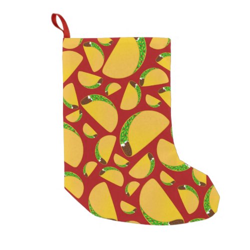 Red taco pattern small christmas stocking