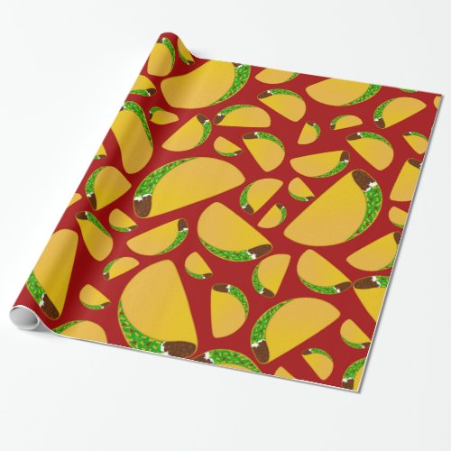 Red taco pattern wrapping paper