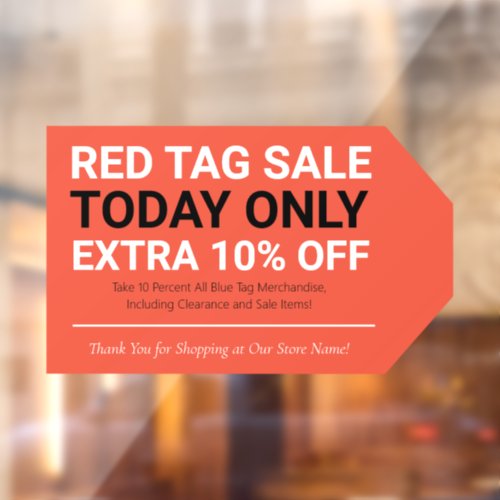 Red Tag Clearance Sale Window Cling