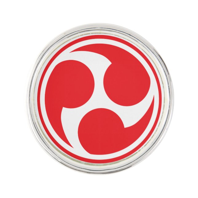 Red Taiko Mitsudomoe Lapel Pin (Front)