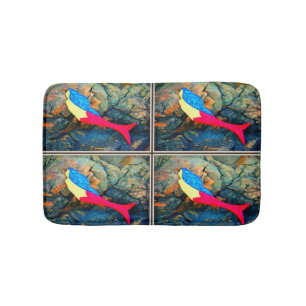 red-tail blackhaired  mermaids bathroom mat