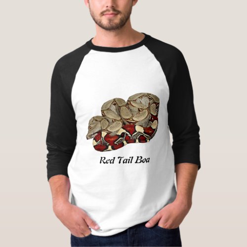 Red Tail Boa Basic 34 Sleeve Raglan T_Shirt