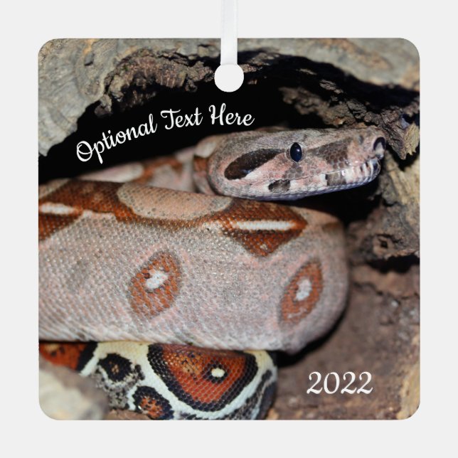 Red Tail Boa Constrictor Snake Metal Ornament (Front)