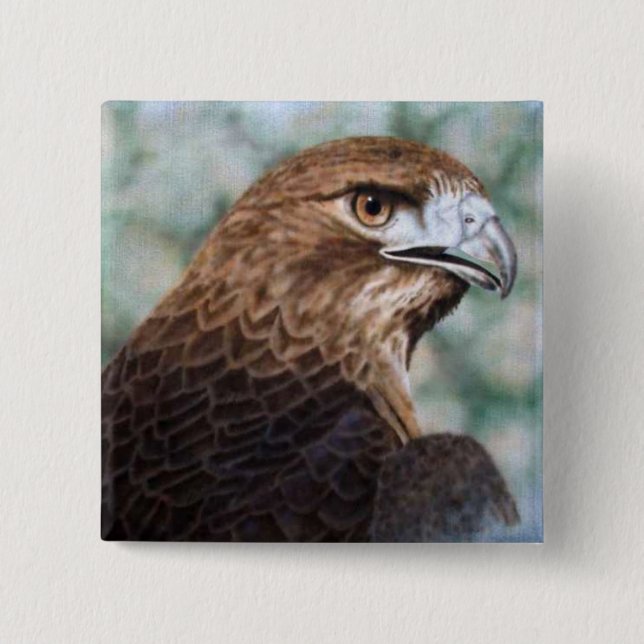 Red-tail Hawk airbrush Pinback Button (Front)