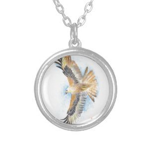 Red Tail Hawk Art Silver Plated Necklace