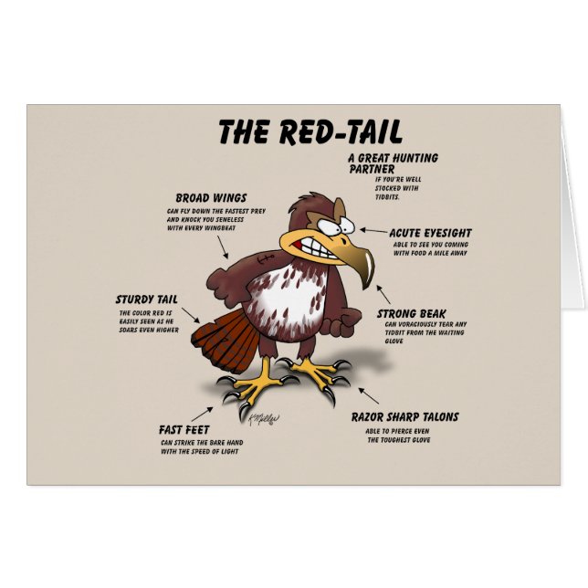 Red-tail Hawk Cartoon Cards (Front Horizontal)