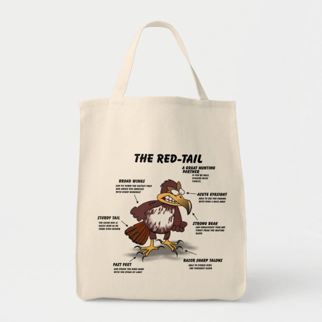 Red-tail Hawk Cartoon Tote Bag (Front)