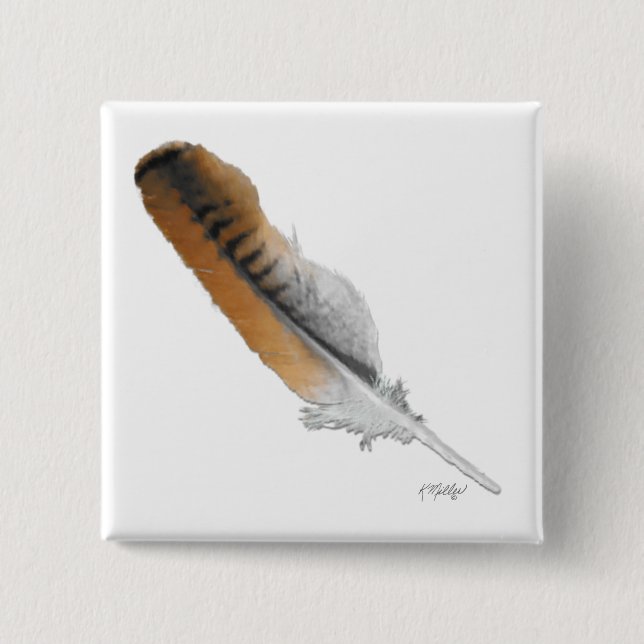 Red-tail Hawk feather Button (Front)