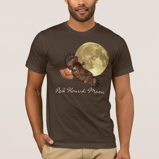Red-Tail Hawk & Full Moon Wildlife T-Shirt (Front)